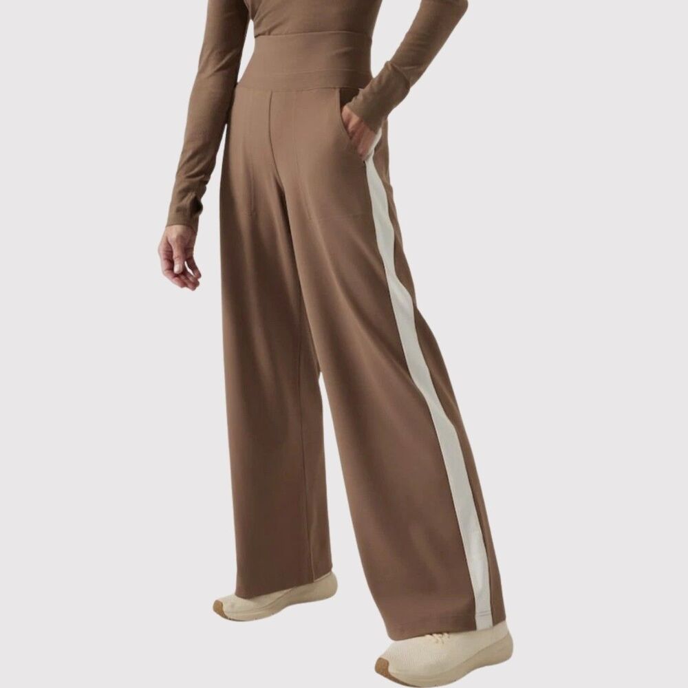 Athleta Womens Pants Brown Venice Wide Leg Colorblock Comfort Stretch Large
